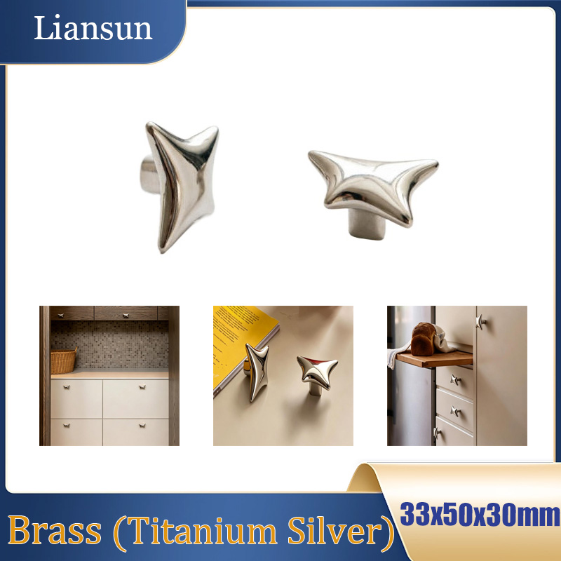 Woodworking Novel - 1/2/4/6 Stück Titan-Silber-Sternförmiger Messinggriff, interessanter und