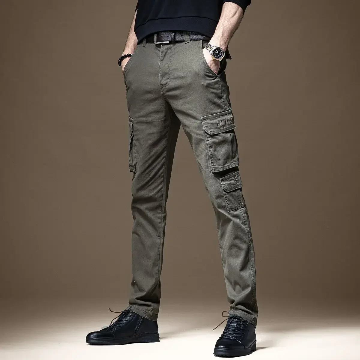 Hosen Mann Schwarz Slim Cargo  – Woodworking Brand Bewertung und Preis